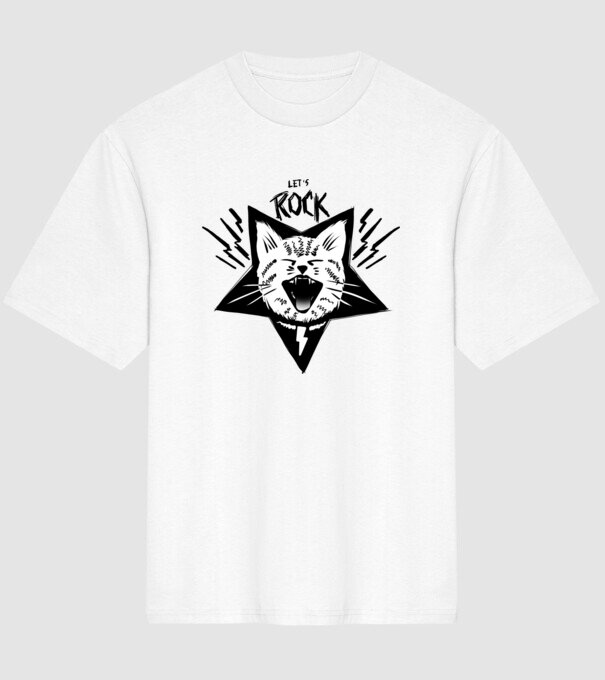 Let's Rock model alb pe tricou