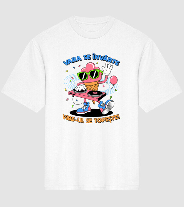 Vara se învârte model alb pe tricou
