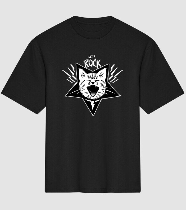Let's rock model negru pe tricou