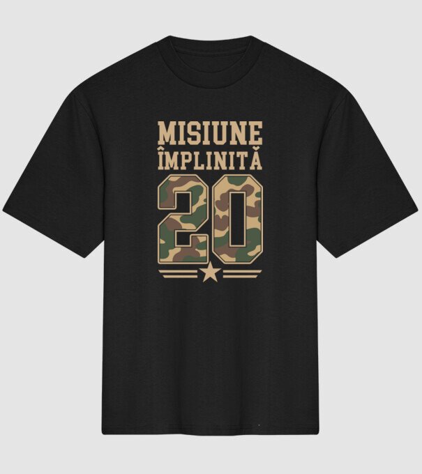 Misiune împlinită 20 model negru pe tricou