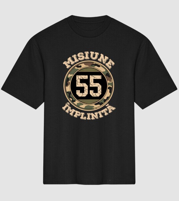 Misiune împlinită 55 model negru pe tricou