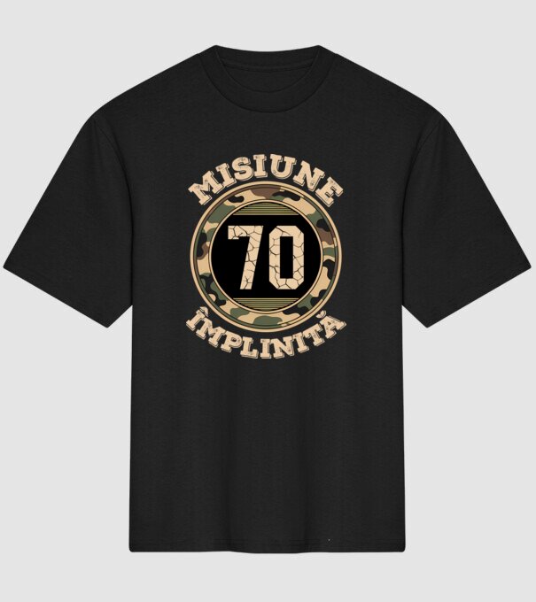 Misiune împlinită 70 model negru pe tricou