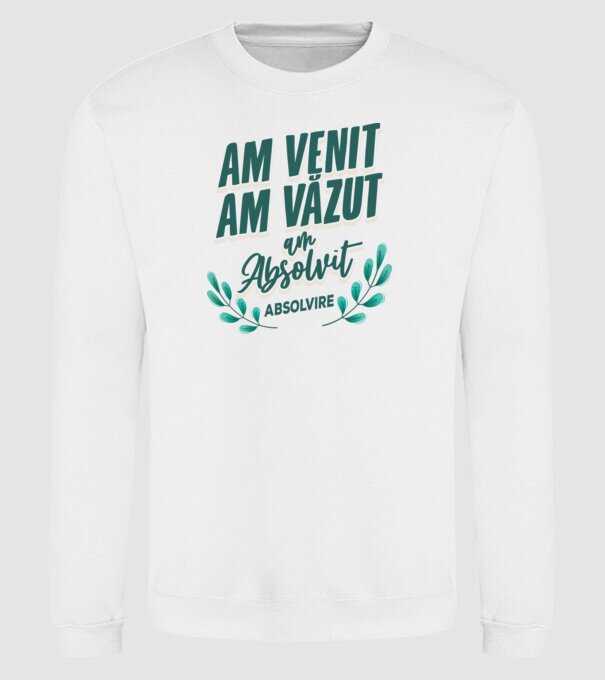 Absolvire model alb pe tricou