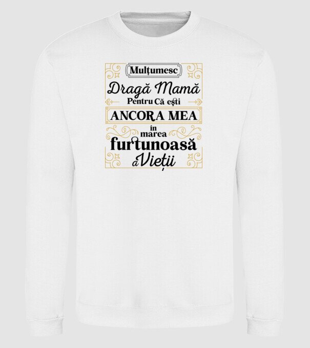 Ancora mea model alb pe tricou