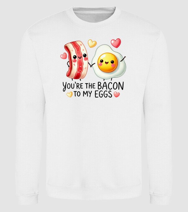 Bacon to my Eggs model alb pe tricou