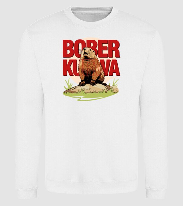 BOBER model alb pe tricou