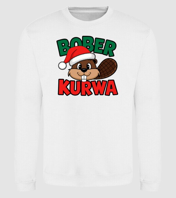 Bober kurwa xmas model alb pe tricou