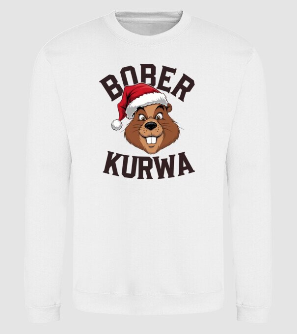 Bober kurwa xmas model alb pe tricou