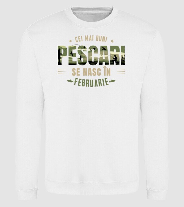 Cei mai buni pescari se nasc în februarie model alb pe tricou