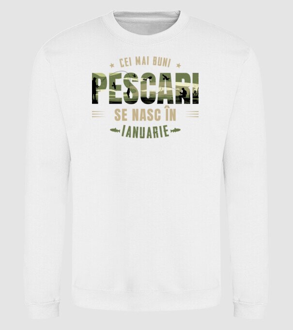 Cei mai buni pescari se nasc în ianuarie model alb pe tricou