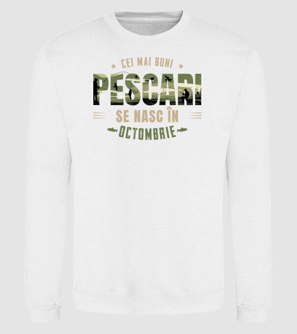Cei mai buni pescari se nasc în octombrie model alb pe tricou