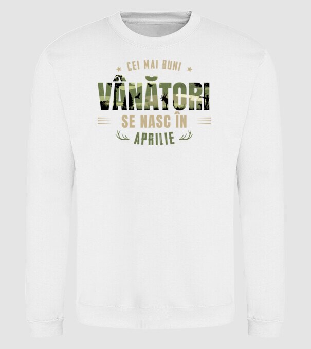 Cei mai buni vânători se nasc în aprilie model alb pe tricou