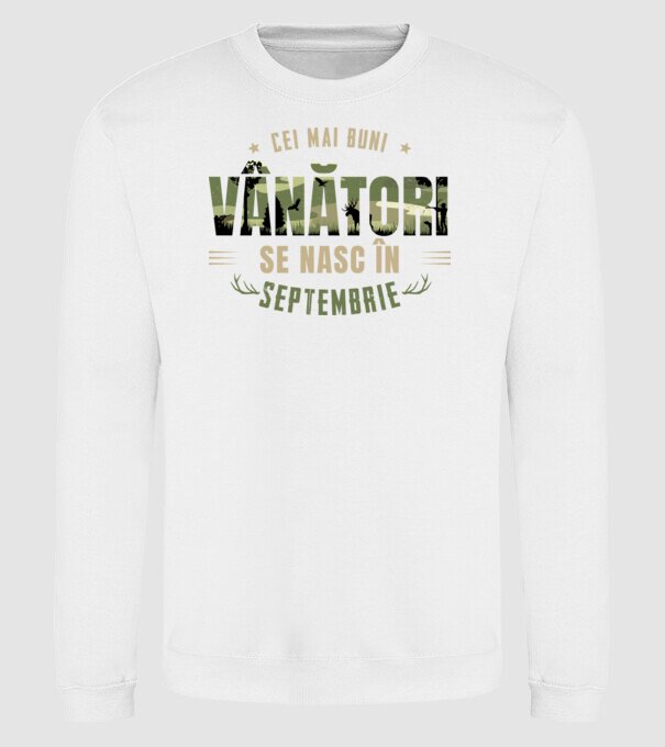 Cei mai buni vânători se nasc în septembrie model alb pe tricou