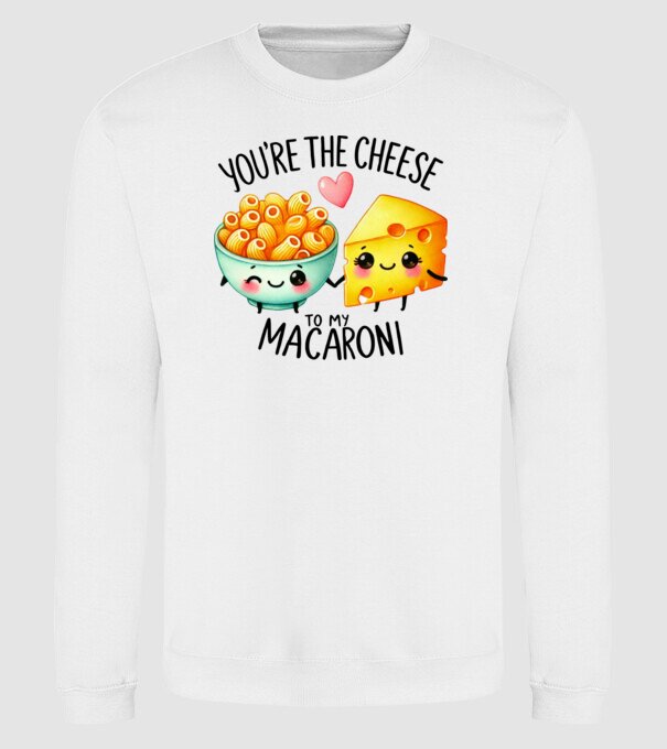 Cheese to my Macaroni model alb pe tricou