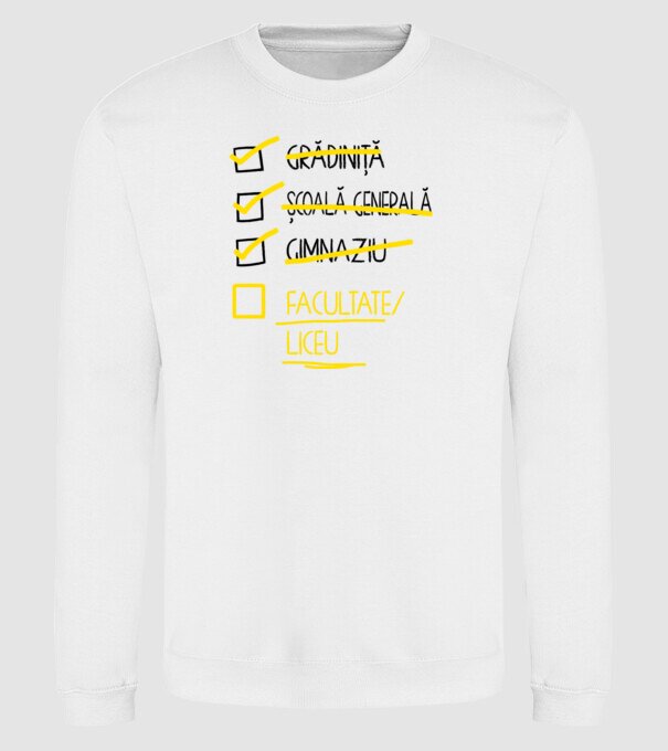 Cheklist educație - Gimnaziu alb model alb pe tricou