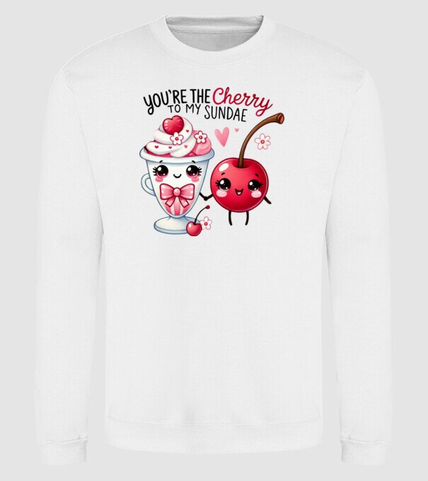 Cherry to my Sunday model alb pe tricou