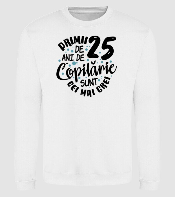 Copilărie 25 de ani model alb pe tricou