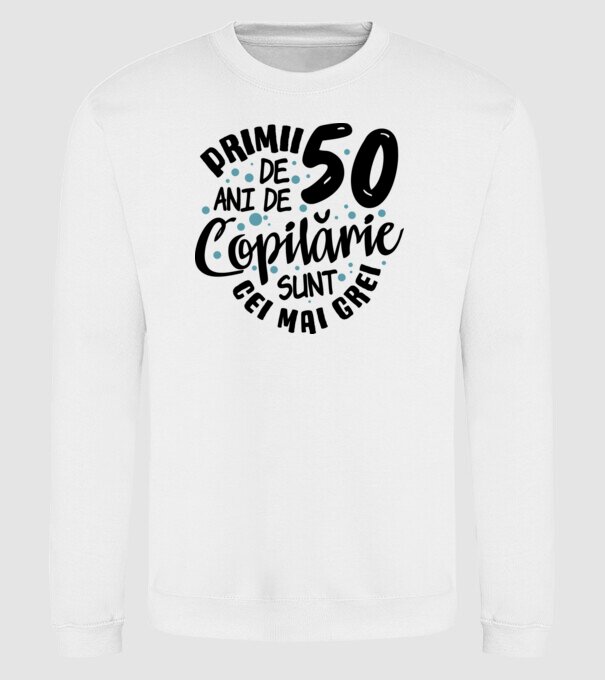Copilărie 50 de ani model alb pe tricou