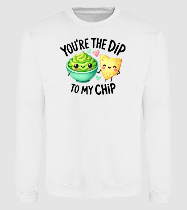 Dip to my Chip model alb pe tricou