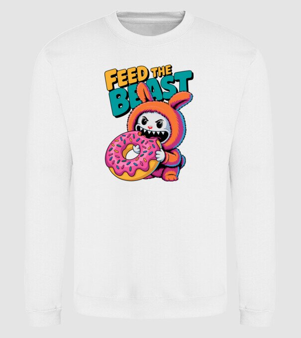 Feed the beast model alb pe tricou