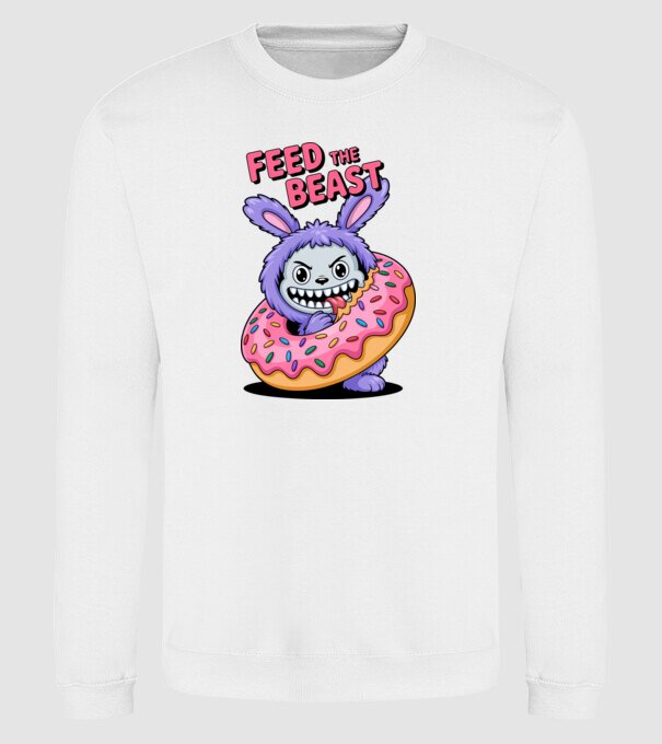 Feed the beast model alb pe tricou