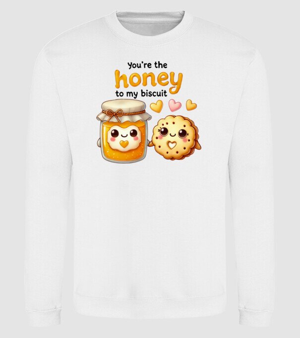 Honey to my Biscuit model alb pe tricou