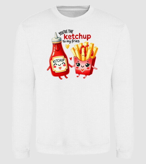 Ketchup to my Fries model alb pe tricou