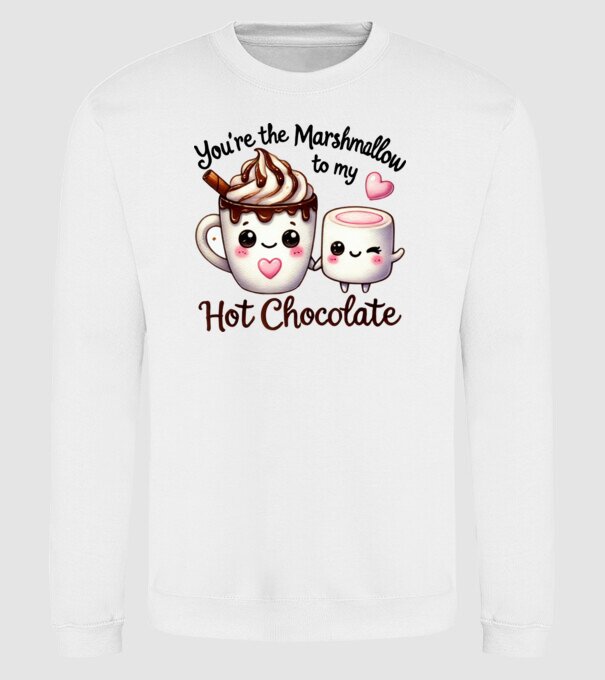 Marshmallow to my Hot Chocolate model alb pe tricou