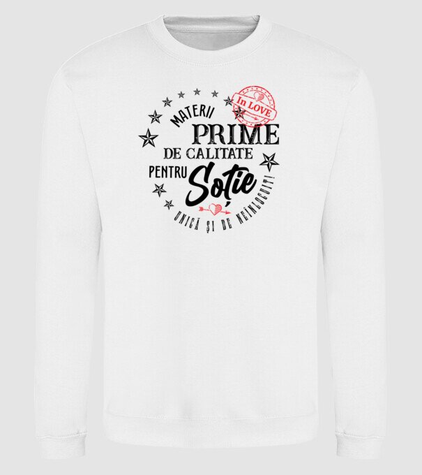 Materii prime de calitate pentru soție model alb pe tricou