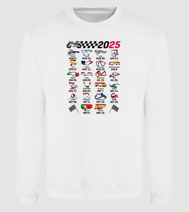 MOTOGP 25 CALENDAR alb model alb pe tricou