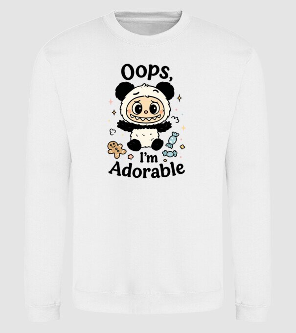 Oops, I'm adorable model alb pe tricou