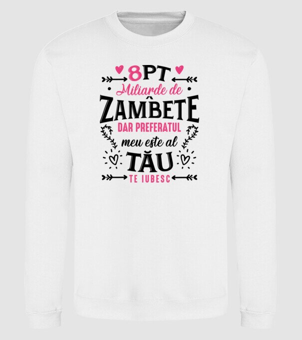 Opt miliarde de zâmbete model alb pe tricou