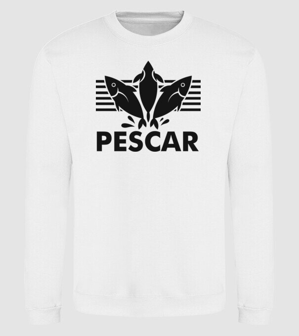 Pescar original model alb pe tricou