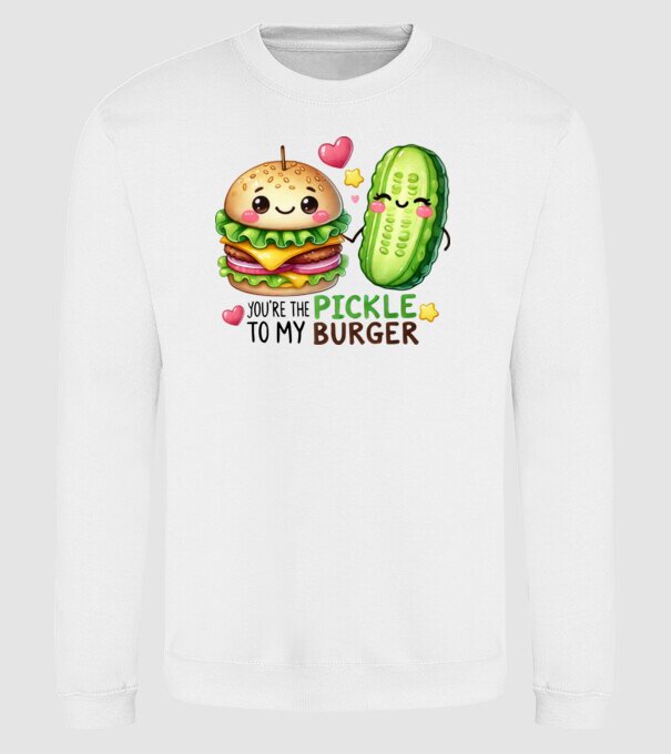 Pickle to my Burger model alb pe tricou