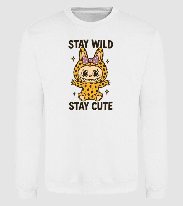 Stay wild - Labubu model alb pe tricou
