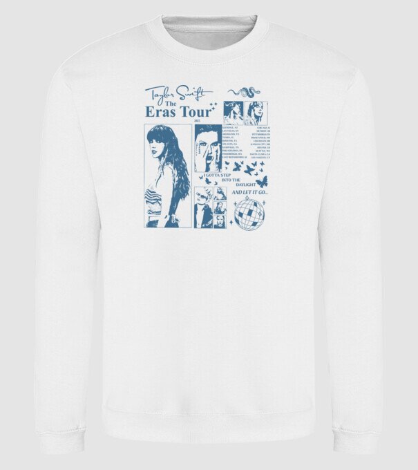 Taylor Swift ERAS print blue model alb pe tricou