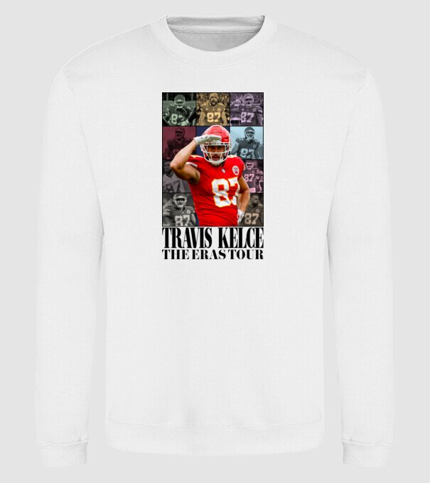 Taylor Swift Eras Travis Kelce model alb pe tricou