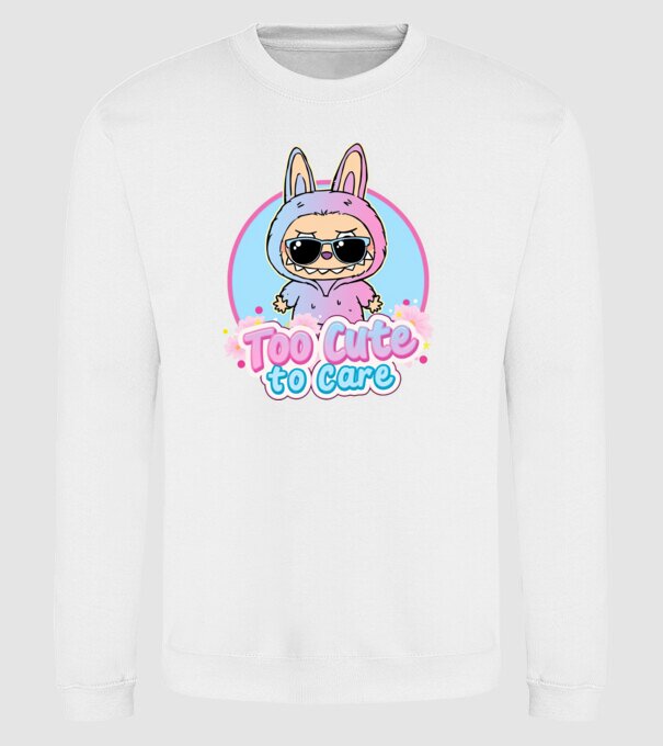 Too cute to care model alb pe tricou