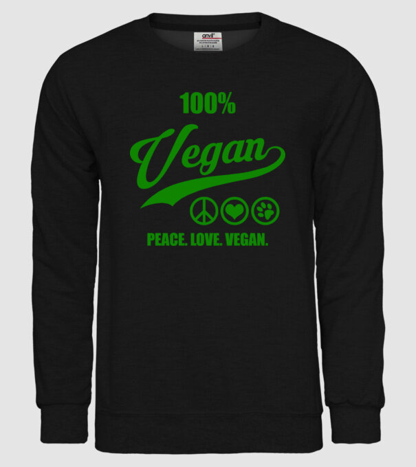 100% vegan model negru pe tricou