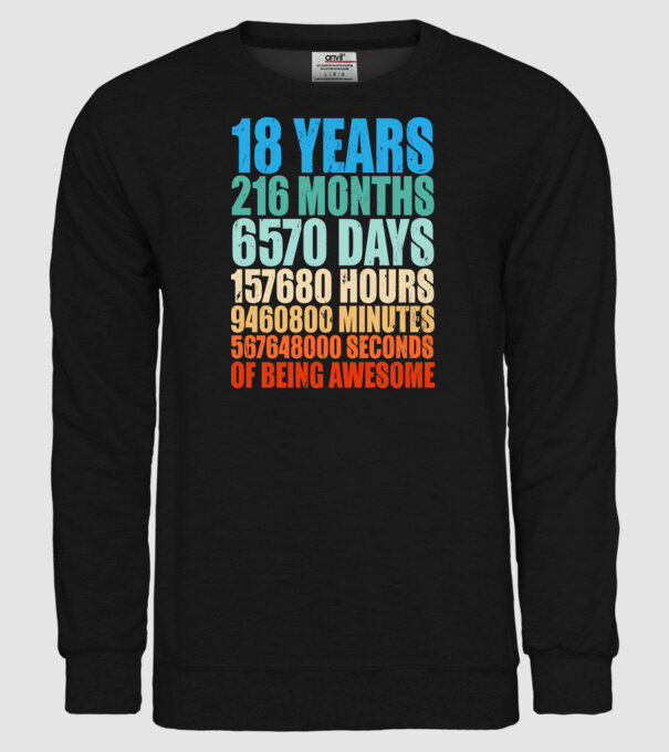 18 years of being awesome model negru pe tricou