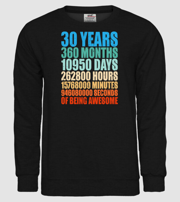 30 years of being awesome model negru pe tricou