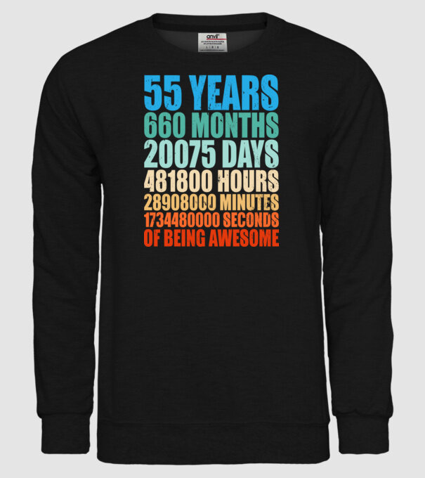 55 years of being awesome model negru pe tricou