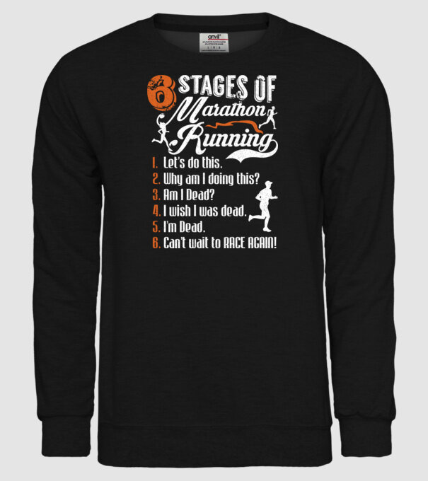 6 stages of marathon model negru pe tricou