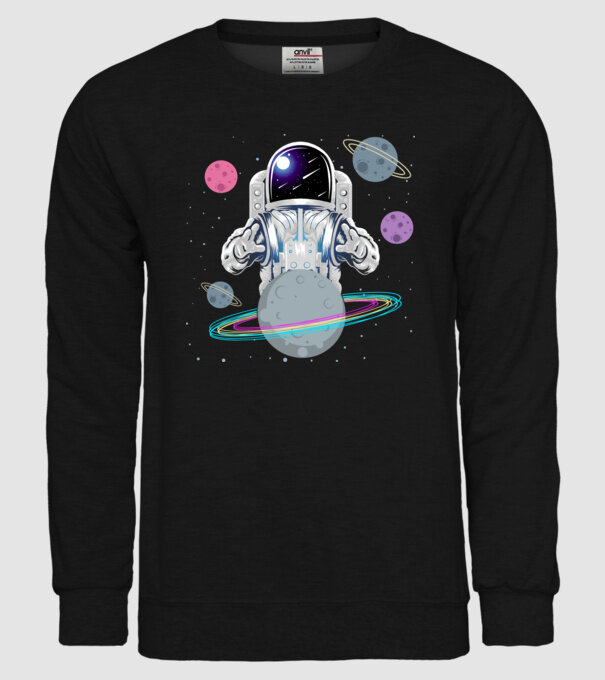 Astronaut planets model negru pe tricou