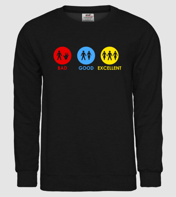 Bad, Good, Excellent model negru pe tricou