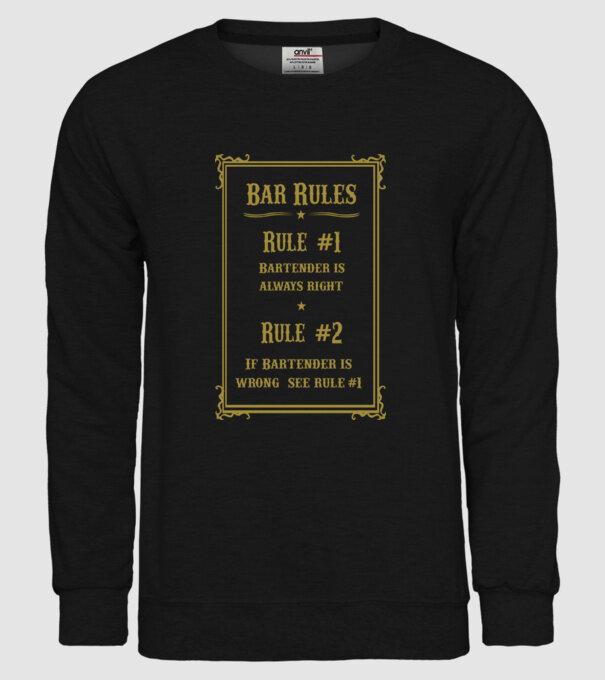Bar rules model negru pe tricou