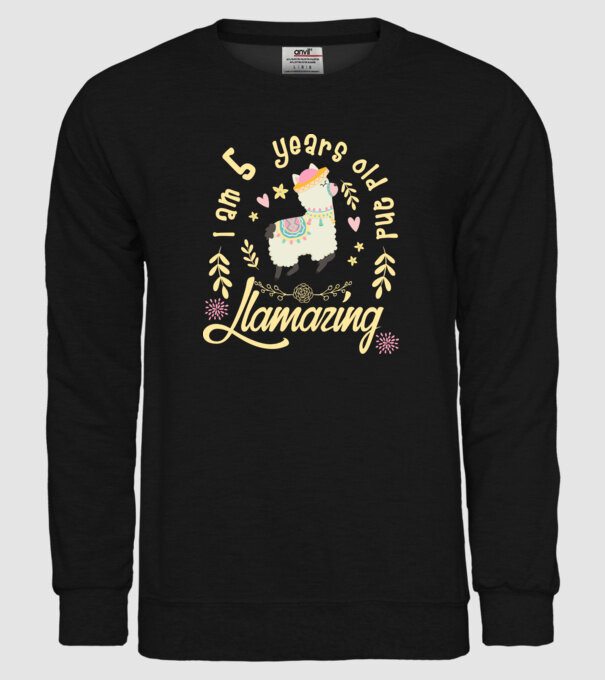 Birthday Llamazing 5 years old model negru pe tricou