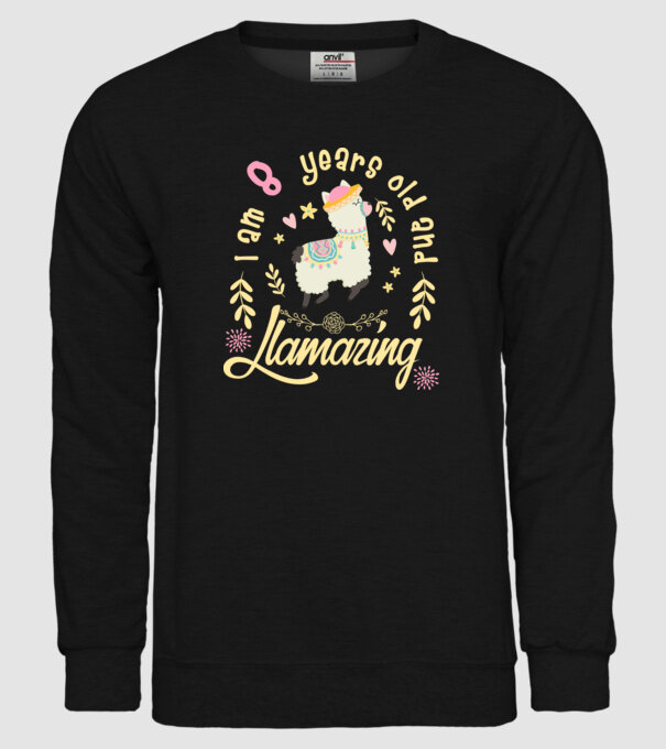 Birthday Llamazing 8 years old model negru pe tricou