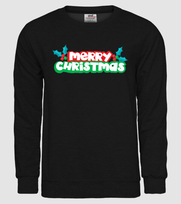 Text Crăciun Fericit model negru pe tricou
