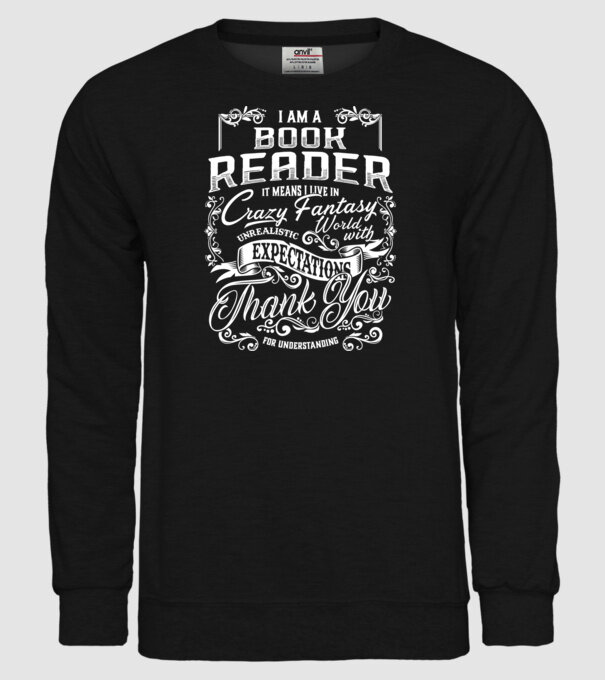 Book reader model negru pe tricou